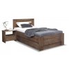 Postel s úložným prostorem Trinity, 120x200, masiv dub (Barevné provedení HappyBed - dub Vosk - Světlý ořech, Volba typu roštů Laťový rošt NV, Výška rámu 03. 50 cm)