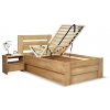 Postel s úložným prostorem Orfeus, 120x200, masiv buk (Barevné provedení HappyBed - buk 15.Lak - Eben, Volba typu roštů Laťový rošt NV, Výška rámu 03. 50 cm)