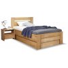 Postel s úložným prostorem Orfeus, 120x200, masiv buk (Barevné provedení HappyBed - buk 15.Lak - Eben, Volba typu roštů Laťový rošt NV, Výška rámu 03. 50 cm)