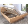Moderní dřevěná buková postel s úložným prostorem PEGAS, rošty v ceně (01-Ložná plocha 180x200 cm, 01-Moření Rovder buk Lak-třešeň, Volba typu roštů Laťový rošt NV)