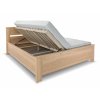 Moderní dřevěná buková postel s úložným prostorem LAURA, rošty v ceně (01-Ložná plocha 180x200 cm, 01-Moření Rovder buk Lak-třešeň, Volba typu roštů Laťový rošt NV)