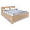 Moderní dřevěná buková postel s úložným prostorem LAURA, rošty v ceně (01-Ložná plocha 180x200 cm, 01-Moření Rovder buk Lak-třešeň, Volba typu roštů Laťový rošt NV)