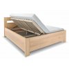 Moderní dřevěná buková postel s úložným prostorem ROMANA, rošty v ceně (01-Ložná plocha 180x200 cm, 01-Moření Rovder buk Lak-třešeň, Volba typu roštů Laťový rošt NV)