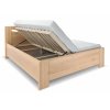Moderní dřevěná buková postel s úložným prostorem LINDA, rošty v ceně (01-Ložná plocha 180x200 cm, 01-Moření Rovder buk Lak-třešeň, Volba typu roštů Laťový rošt NV)