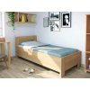 Zvýšená úložná postel jednolůžko ELA, masiv buk (01-Moření Rovder buk Lak-třešeň, Rozměr 100 x 200 cm, Volba typu roštů Laťový rošt NV)