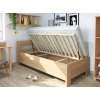 Zvýšená úložná postel jednolůžko ELA, masiv buk (01-Moření Rovder buk Lak-třešeň, Rozměr 100 x 200 cm, Volba typu roštů Laťový rošt NV)