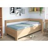 Rohová zvýšená úložná postel jednolůžko ELA - PRAVÁ,120x200, Rošt v ceně (01-Moření Rovder buk Lak-třešeň, Volba typu roštů Laťový rošt BV)