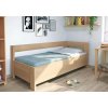 Rohová zvýšená úložná postel jednolůžko ELA - PRAVÁ, Rošt v ceně (01-Ložná plocha 80x200 cm, 01-Moření Rovder buk Lak-třešeň, Volba typu roštů Laťový rošt NV)