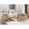 Postel Atlantik s úložným prostorem, 90x200, masiv dub přírodní/dýha, krémová