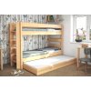 Poschoďová postel JUNIOR 3, LEVÁ , masiv buk   (Varianta Plocha pro matrace 80x200 cm, Výběr odstínu Lak - šedá)