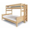 Poschoďová postel třílůžko JUNIOR, 180x200, PRAVÁ, masiv buk
