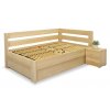Postel s úložným prostorem Valentin-Pravá, 120x200 cm, masiv buk (Moření BW - buk wenge, Volba typu roštů Čelní výklop)