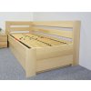 Postel s úložným prostorem Valentin-Levá, 120x200 cm, masiv buk (Moření BW - buk wenge, Volba typu roštů Čelní výklop)