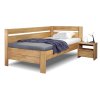 Postel z masivu Academia, 120x200, masiv buk, Levá (Barevné provedení HappyBed - buk 15.Lak - Eben, Výška rámu 03. 50 cm)