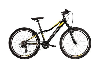 Kross Hexagon JR 1.0 2022 Black-silver-yellow (Veľkosť kolies 24", Veľkosť rámu 13")