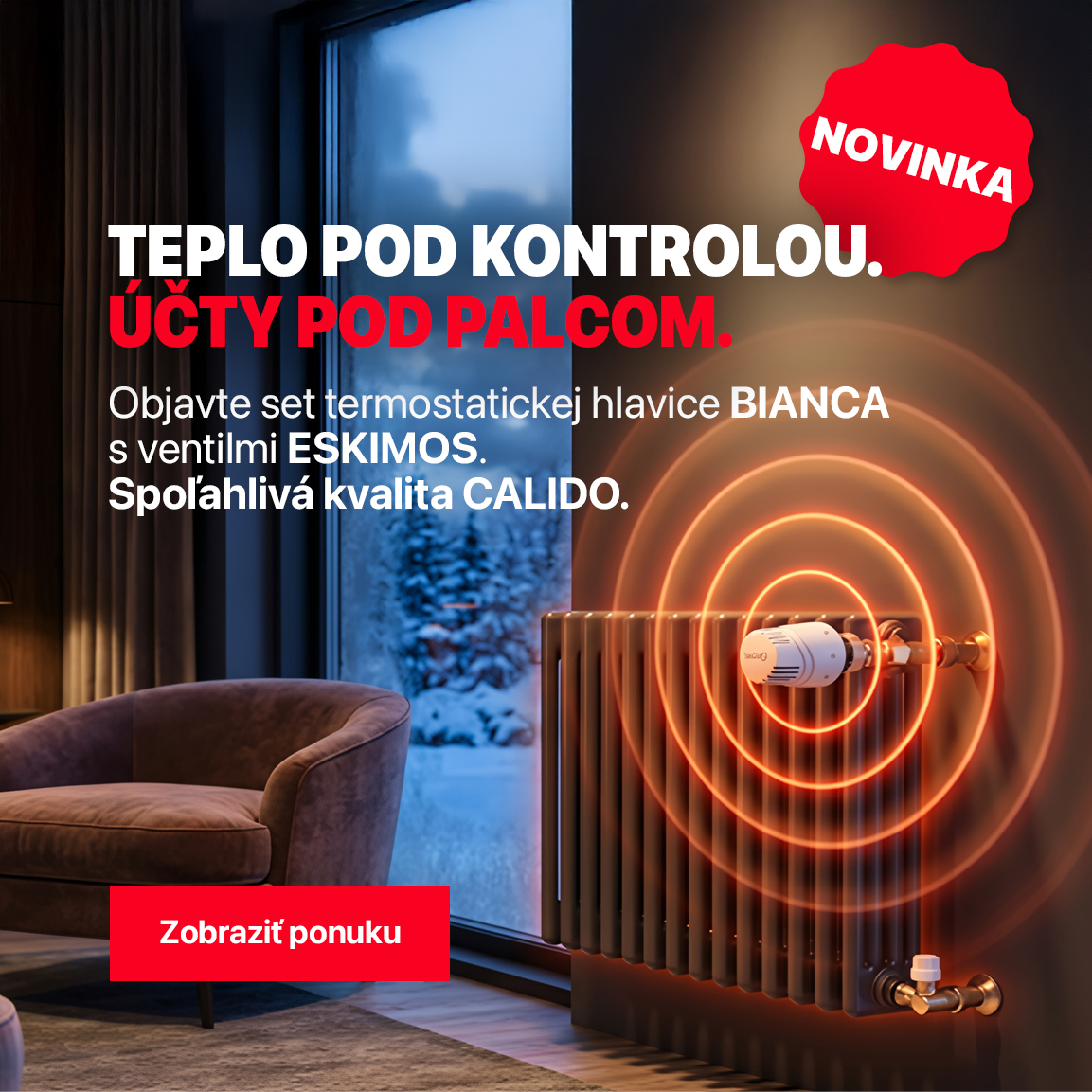 Novinka - set termohlavice Bianca a ventilu Eskimos