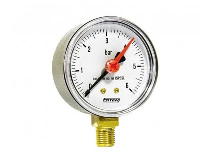 Manometer spodný 1/4", DN63, tlakový rozsah 0-4 bar