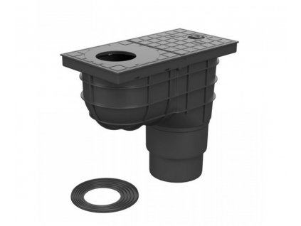Kanalizačná vpusť spodná STANDARD, D110/125 čierna, suchá klapka