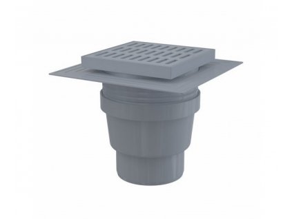 Podlahová vpusť priama DN110, mriežka šedá 150mm, vodná uzávera