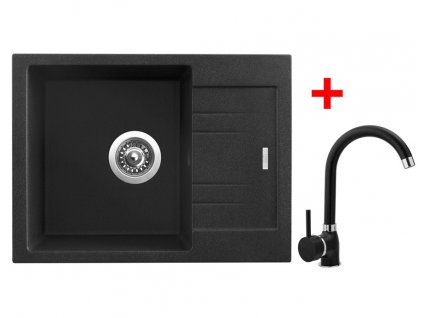 Granitový drez Sinks RAPID 580 N Granblack + batéria POLO GR Black