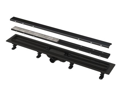 Sprchový žľab SIMPLE čierny, s okrajom pre obojstranný rošt 550mm