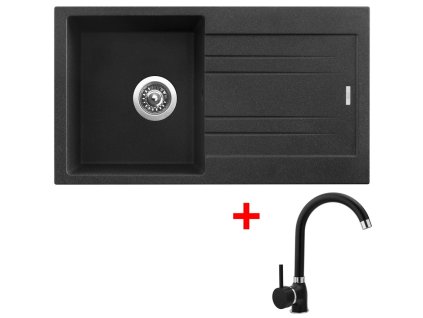 Granitový drez Sinks RAPID 780 N Granblack + batéria POLO GR Black