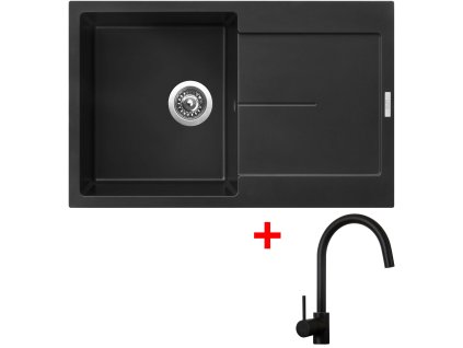Granitový drez Sinks ULTIMA 790 Pureblack + batéria VITALIA čierna