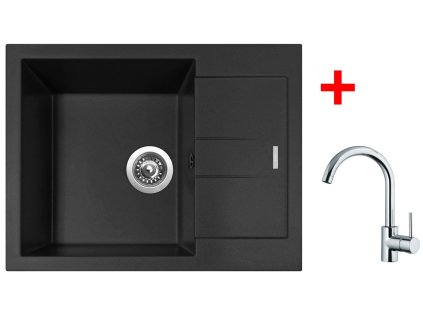Granitový drez Sinks AMANDA 650 Nanoblack + drezová batéria MIX 35