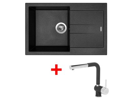 Granitový drez Sinks AMANDA 780 Metalblack +drezová batéria MIX 3 P GR