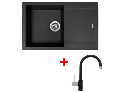 Granitový drez Sinks AMANDA 780 Pureblack + drezová batéria VITALIA GR