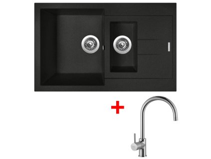 Granitový drez Sinks AMANDA 780.1 Metalblack + drezová batéria VITALIA