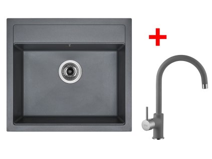 Granitový drez Sinks SOLO 560 Titanium + drezová batéria VITALIA GR