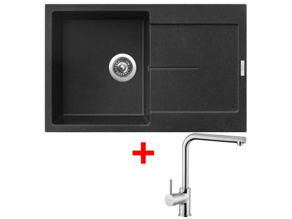 Granitový drez Sinks ULTIMA 790 Granblack + drezová batéria ELKA