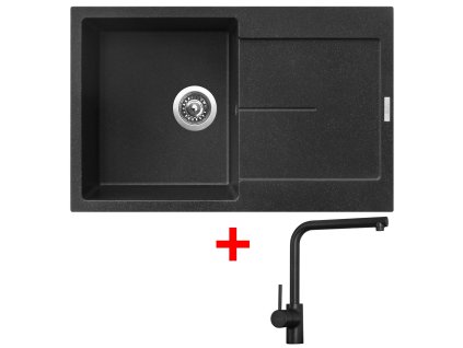 Granitový drez Sinks ULTIMA 790 Granblack + drezová batéria ELKA čierna