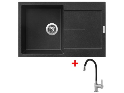 Granitový drez Sinks ULTIMA 790 Granblack + drezová batéria FLEXIA
