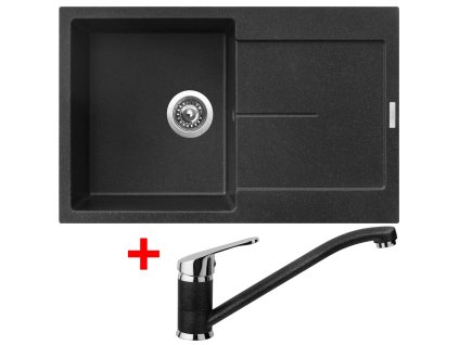 Granitový drez Sinks ULTIMA 790 Granblack + drezová batéria PRONTO GR