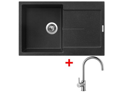Granitový drez Sinks ULTIMA 790 Granblack + drezová batéria VITALIA