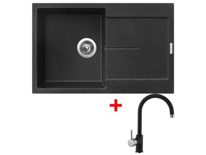 Granitový drez Sinks ULTIMA 790 Granblack + drezová batéria VITALIA GR