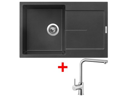 Granitový drez Sinks ULTIMA 790 Metalblack + drezová batéria ELKA