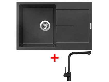 Granitový drez Sinks ULTIMA 790 Metalblack + drezová batéria ELKA čierna