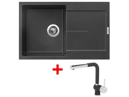 Granitový drez Sinks ULTIMA 790 Metalblack + drezová batéria MIX 3 P GR