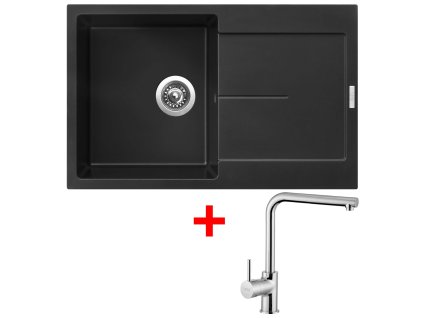 Granitový drez Sinks ULTIMA 790 Pureblack + drezová batéria ELKA
