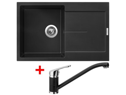 Granitový drez Sinks ULTIMA 790 Pureblack + drezová batéria PRONTO GR