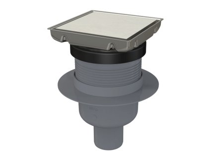 Podlahová vpusť 130×130 mm priama, obojstranná nerezová mriežka, kombinovaná zápachová uzávera