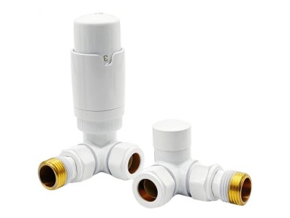 Set radiátorových ventilov Arka ESKIMOS s hlavicou BELLA, biely