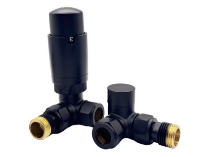 Set radiátorových ventilov Arka ESKIMOS s hlavicou BELLA, čierny