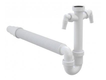 Drezový sifón DN50/40, prevlečná matica G6/4, flexi hadica, 2 prípojky