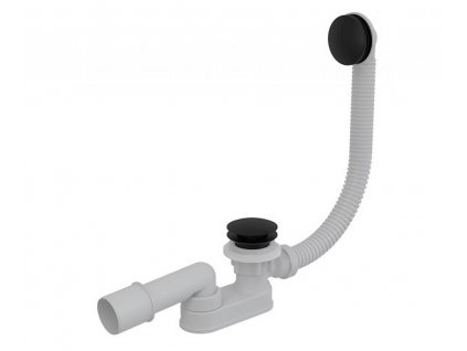 Vaňový sifón CLICK/CLACK,  čierna kovová zátka a mriežka - dĺžka 800mm