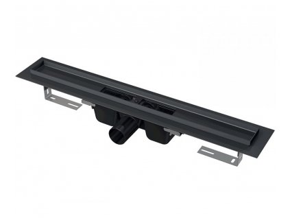 Sprchový žľab čierny, s okrajom pre perforovaný rošt - dĺžka 1150mm