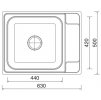 Nerezový drez Sinks GRAND 630 V, matný povrch hrúbka 0,7mm rozmery